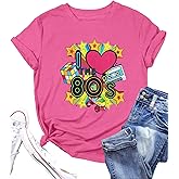 Women Vintage 80s Shirts I Love The 80's Graphic Tshirt Neon 80s Theme Party Birthday Retro Outfits Short Sleeve Tee Tops