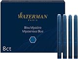 Waterman Fountain Pen Refill Ink Cartridges Long Standard Mysterious Blue 8