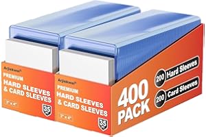 400 Card Sleeves Hard Plastic, Arjiekwei 3"X4" Baseball Cards Protectors Plastic, Premium Card Holder for Trading Sports Baseball Football Game Cards (200 Hard Sleeve + 200 Soft Sleeve)
