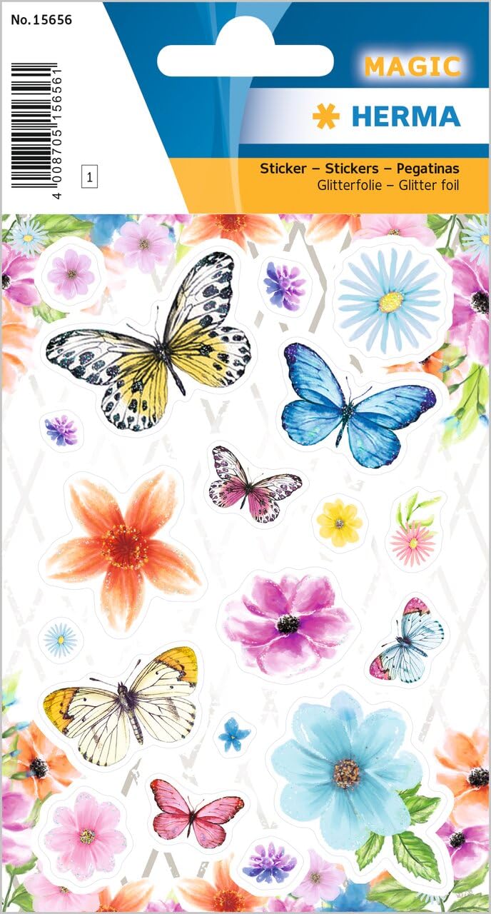 HERMA Glitter Sticker Permanent Flowers + Butterflies — image 1