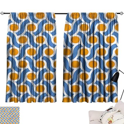 Amazon Com Hariiuet Grommet Curtains Geometric Orange Dots Lines