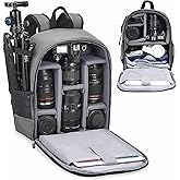 Cwatcun Camera Backpack Professional Camera Bag for Sony Canon Nikon SLR DSLR Mirrorless Camera and Lens Waterproof Camera Case with 14" Laptop Compartment, Tripod Strap Accessories (Ⅱ Small Grey)
