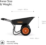 VonHaus Wheelbarrow 78L Heavy Duty Garden Cart with Two Pneumatic Tyres view 5
