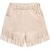 Noomelfish Kids Faux Suede Fringe Shorts Tassel Cowgirl Outfits with Pockets (5-12 Years)