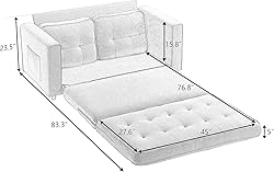 ERYE 3 Fold Upholstered Tufted Futon Sofa Bed