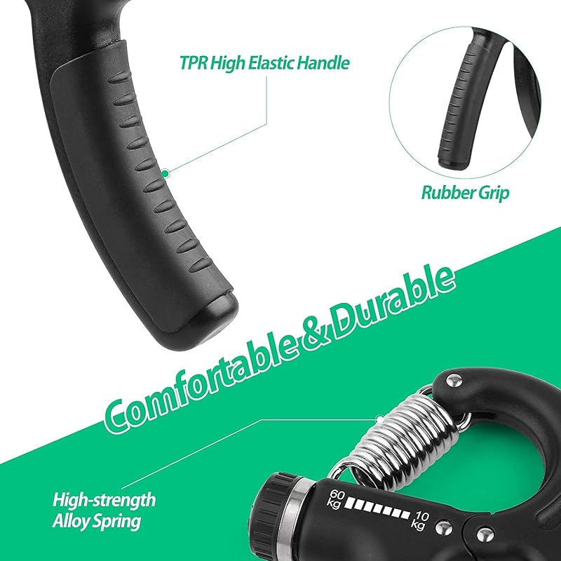 Lot de 2 Hand Grip, Hand Grip Musculation, Résistance Réglable 22-132Lbs (10-60kg), Pince de Musculation Antidérapante, pour Athlètes et Exercices de Récupération de la Main