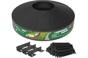 Mars Villa Landscape Edging Border 100FT No Dig Garden Edging Kit Flexible Landscape Edging 4 inch Tall Edging Border with 99 Spikes Cover 75㎡ for Lawns, Flower Yard (Black)