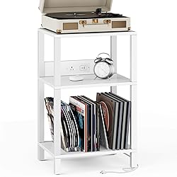 TUTOTAK Record Player Stand with Storage Up to 100