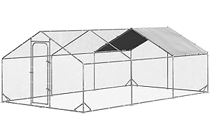 LEMBERI Metal Large Chicken Coop, Spire Shape Walk-in Poultry Chicken Hen cage, Rabbits Duck Cages with Waterproof and Anti-Ultraviolet Cover for Outside,Backyard and Farm