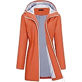 TCOT Rain Jacket Women Lined Raincoat Waterproof Windbreaker Jackets Hooded Raincoats Long Trench Coat