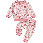 COORALLY Toddlers Two-Piece Outfits Baby Boy Girl Long-Sleeve Crewneck Printed Sweatshirt and Pants Sets