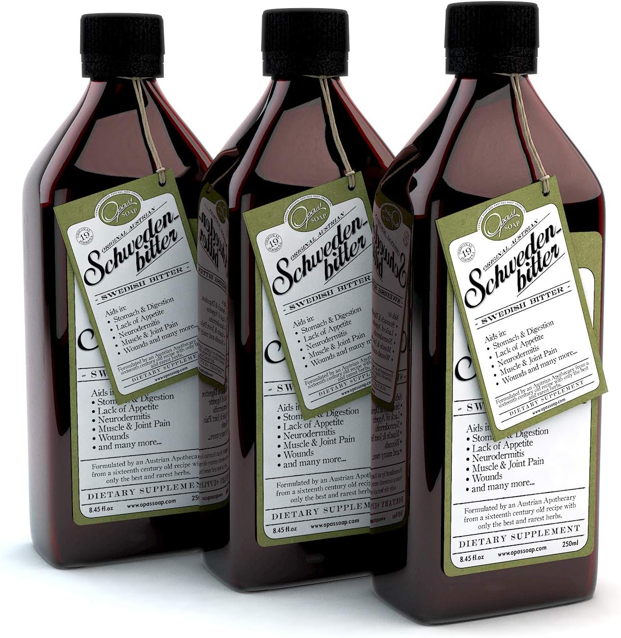 Original Austrian Swedish Bitters Extract 8.45 fl.oz (Multi-Pack of 3) Maria Treben, TOP Quality, Concentrated,