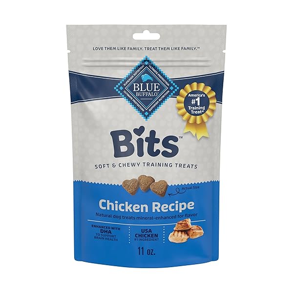 BLUE BUFFALO BITS SOFT DOG TREATS FOR TRAINING, MADE WITH NATURAL INGREDIENTS & ENHANCED WITH DHA, CHICKEN RECIPE, 11-OZ BAG