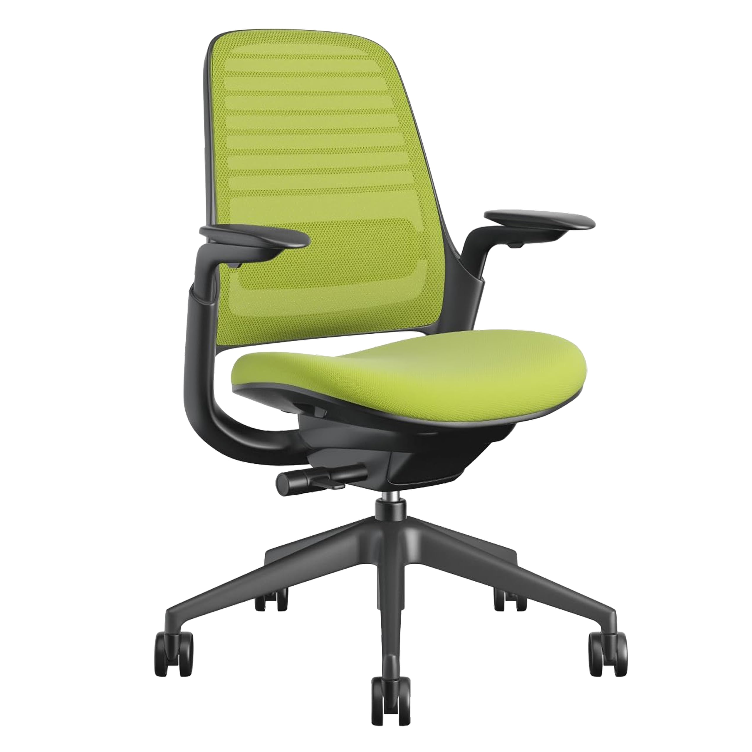 Silla de oficina Steelcase Serie 1 - Silla de trabajo ergonómica con ruedas para alfombra - Ayuda a respaldar la productividad - Controles activados por peso, soporte para espalda y brazos - Fácil montaje - Wasabi