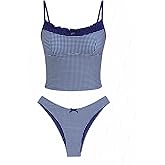 Seamolly Gingham Tankinis for Women - Tankini Swimsuits Set with Ruffles, Bowknot & Ruched Detailing