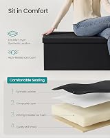SONGMICS Storage Ottoman Foldable 38x110x38 cm Ink Black LSF89BK 300 kg view 5
