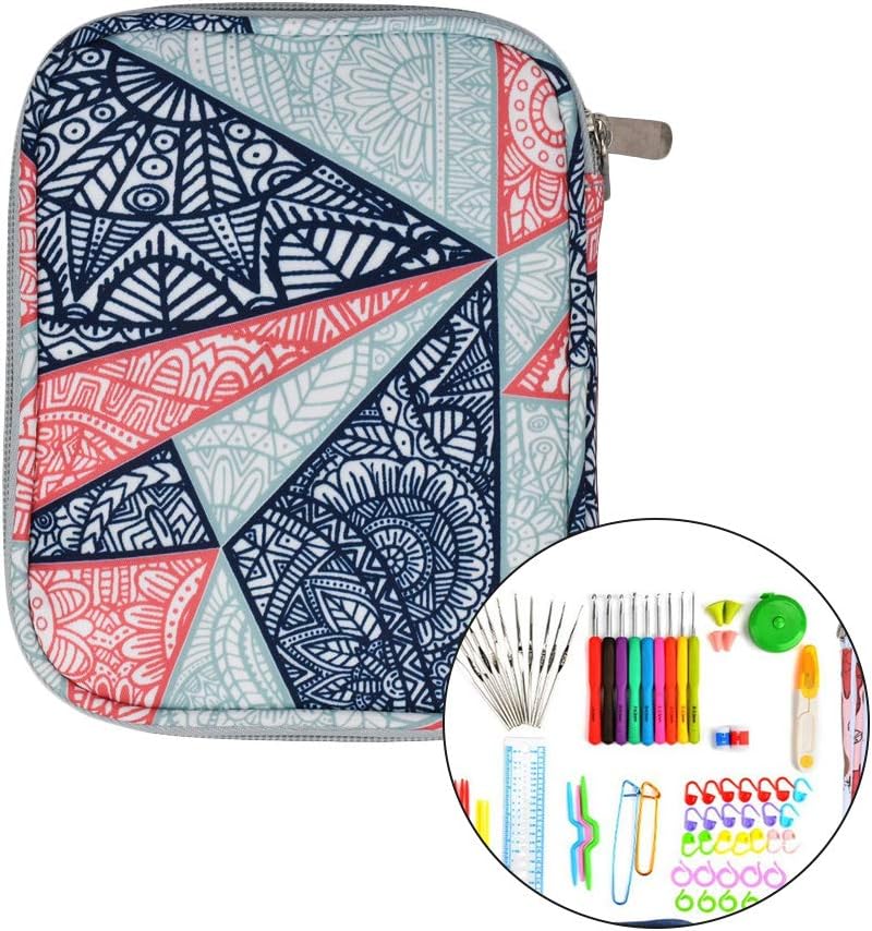 Bodbii Geometric Crochet Hooks Bag Interchangeable Circular Hooks Bag,Interchangeable Knitting Needles Case Crochet Accessories Organizer