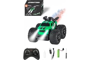 10LECCION Remote Control Monster Truck for Kids - 4WD 360° Flips Rotating Toys for Boys and Girls, Toddler Remote Control Car with Spray Function, Ideal Birthday for Kids (Green)