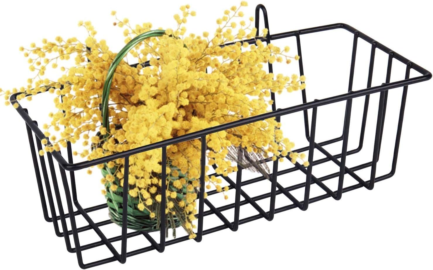 LOMOFI Hanging Basket, for Wire Wall Grid Panel, Multi-function Wall Storage and Display Basket, Size 9"x 4"x 3" Black