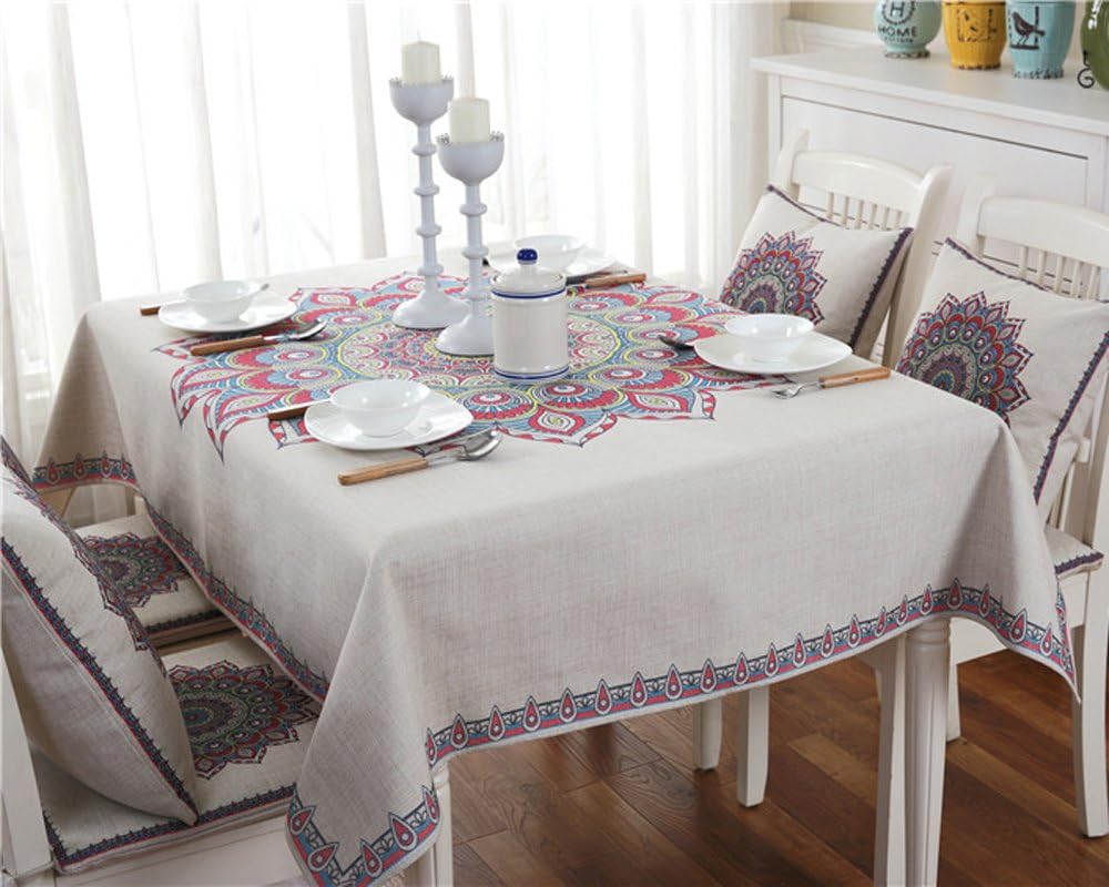 Bohemian Oriental Mandala Tablecloth Round Table Cover for Home Kitchen Party Indoor or Outdoor Use (Rectangle-43x63 inch)