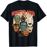 Monster Mash Ghost Spooky Black Cat Jack O Lantern Halloween T-Shirt