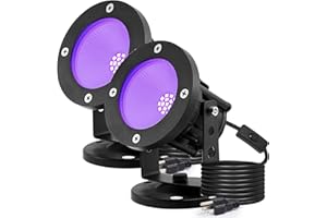 iCreating 20W Black Light Spotlight - Strong Black Light Spot Lights Outdoor IP66 Waterproof Blacklight Spotlights 395nm Blac