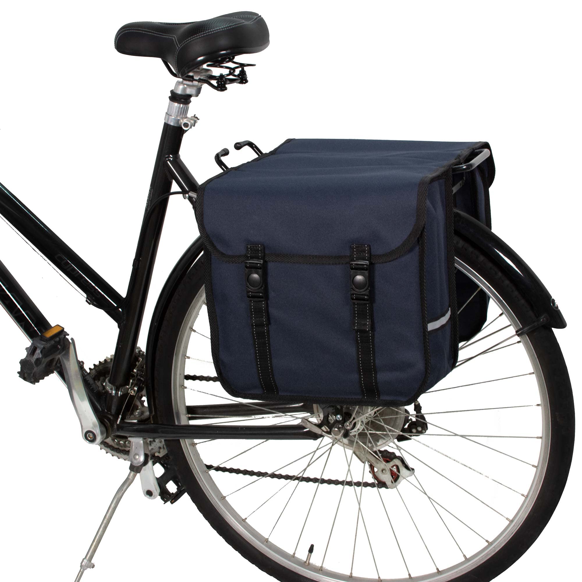 BikyBag Classic - Double Bicycle Panniers - 26L Water-Resistant Bike Pannier Bag for Rear Rack | Commuter & Shopping Cycling Bag (Navy Blue)