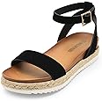 DREAM PAIRS Women's Open Toe Platform Espadrille Wedge Sandals Comfortable One Band Dressy Casual Sandals for Women
