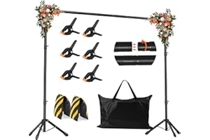 JSungo 10x6.5 FT Backdrop Stand for Parties, Adjustable Photo Backdrop Stand Kit with Carrying Bag, Portable Background Stand Backdrop for Wedding, Photoshoot, and Photo Studio