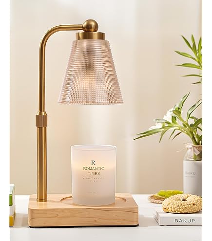 HONGZZI Candle Warmer Lamp With Timer - Adjustable Height & Brightness, Includes 2 Bulbs, 1-Year Warranty