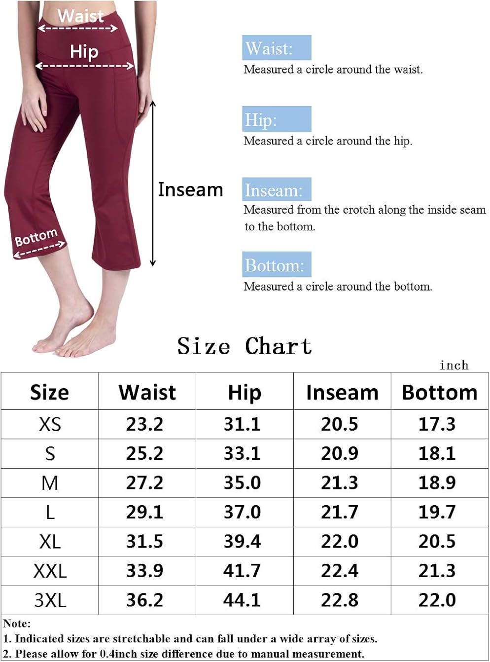 SYKROO Women's High Waisted Yoga Capris Leggings Athletic Running Workout Tummy Control Stretch Pants with Pocket: Clothing