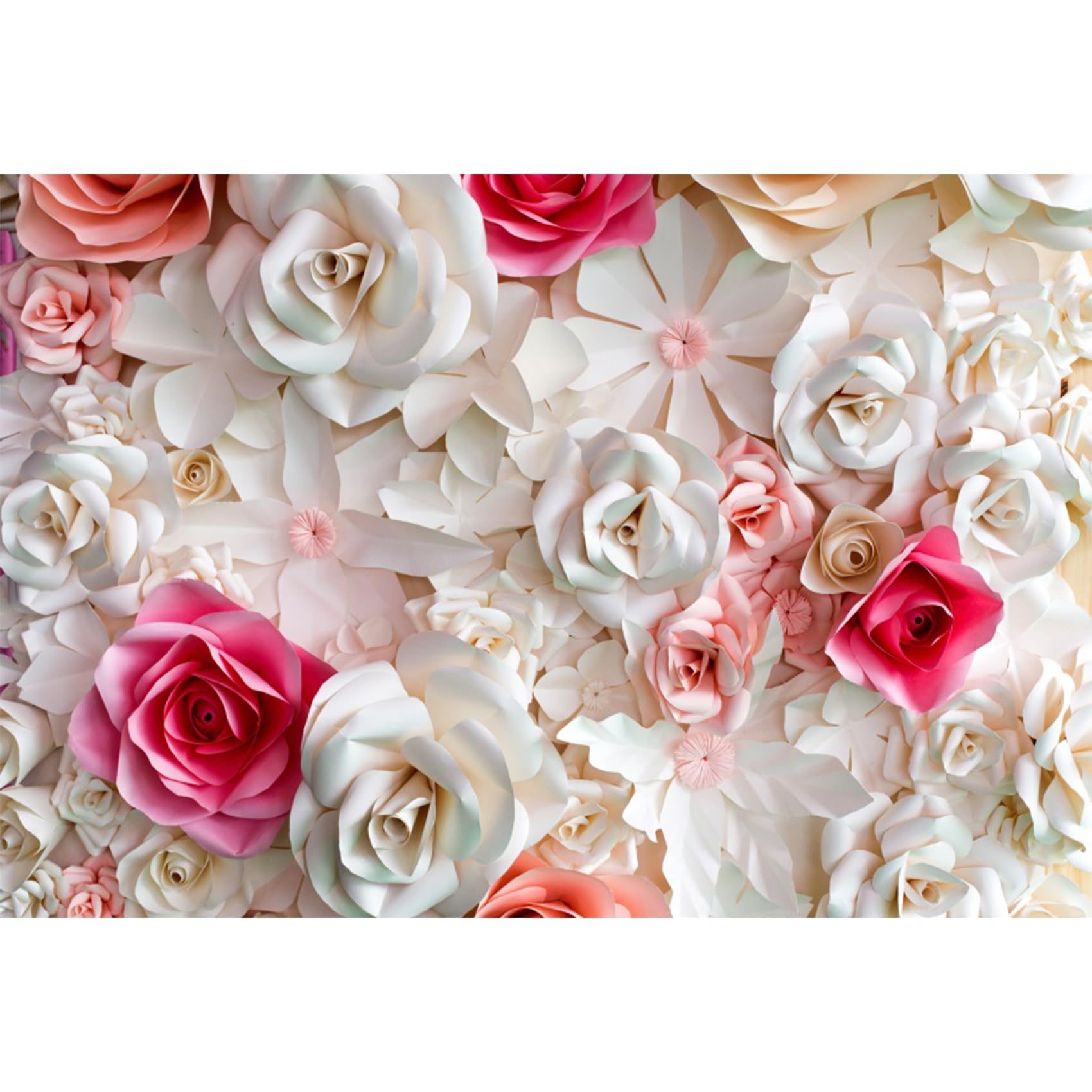 Photo 1 of Baocicco 10x8ft Pink and White Paper Flowers Background Photography Backdrop Paper Flower Wall Gorgeous Wedding Flower Backdrops Beautiful Bride Baby Newborn Kids Background Props Portraits Booth