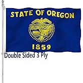 Oregon State Flag 3x5 Double Sided Outdoor Heavy Duty Oregon OR Flags Vivid Colors 3 Ply with Durable Canvas Header and ​2 Brass Grommets
