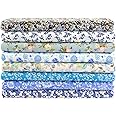 100% Cotton Craft Fabric -8 Pieces (20"x20"), Floral Cotton Fabric for Sewing, Bundle Squares Fabric, DIY Cloths Patchwork, Pre-Cut Quilting Fabric(Blue)