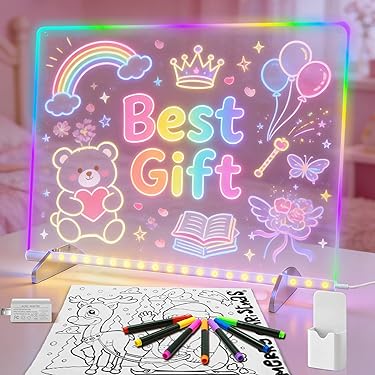 Illuminated Note Board for Home Décor, Customisable 3D LED Message Board With Pen, Acrylic Dry Erase Board With Light and Stand