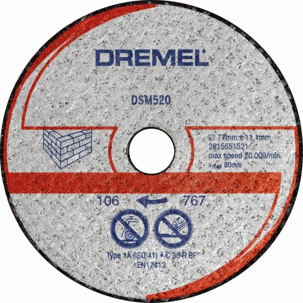 Dremel DSM520 Reinforced Masonry Cutting Wheel for DSM20 Compact Saw, Circular Saw Blade with 20 mm Cutting Depth for Straight and Plunge Cuts — image 1