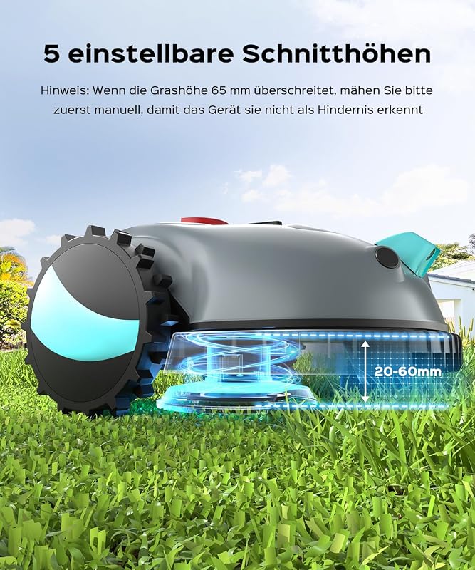 V100 Mähroboter ohne Begrenzungskabel, KI Vision, Empf. 150 m²
