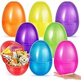 AuroTops 8 Pcs Jumbo Easter Eggs,10 Inch Easter Eggs, Plastic Fillable Easter Egg, Empty Big Easter Egg for Easter Basket Stuffers Easter Decoration, Easter Hunt Party Favors