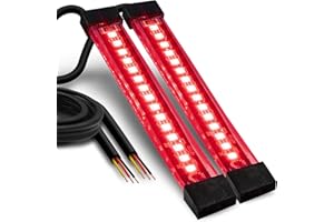 ONLINE LED STORE TRUE MODS 2pc 5" Red LED Motorcycle Turn Signal & Brake Tail Light Strip Kit [Waterproof] [Single Row] [50% Running] [100% Brake/Blinker] Self Adhesive Surface Mount Flexible Lamp for Dirt Bike ATV