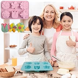Sakolla 6-Cavity Flower Soap Molds Silicone, 2 Pack