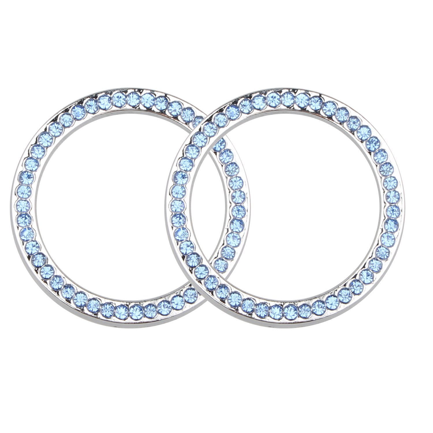 Futheda 2pcs Car One Key Engine Start Button Ring Sticker Emblem Crystal Rhinestone Ring Auto Start Engine Ignition Key & Button Bling Car Interior Decorative Diamante Ring Unique Luxury Gift Blue