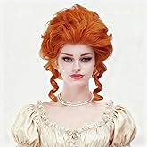Rugelyss Short Wavy Auburn Curly Wig Orange Red Big Bouffant Beehive Wigs for Women Vintage Ginger Cosplay wig fits 70s 80s Costume or Halloween Party