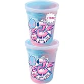 Fun Sweets Cotton Candy 2-Pack - Blue Raspberry and Cherry Swirl Flavor CottonCandy in 1.5 oz Tubs - Individual Carnival Cotton Candy Tubs