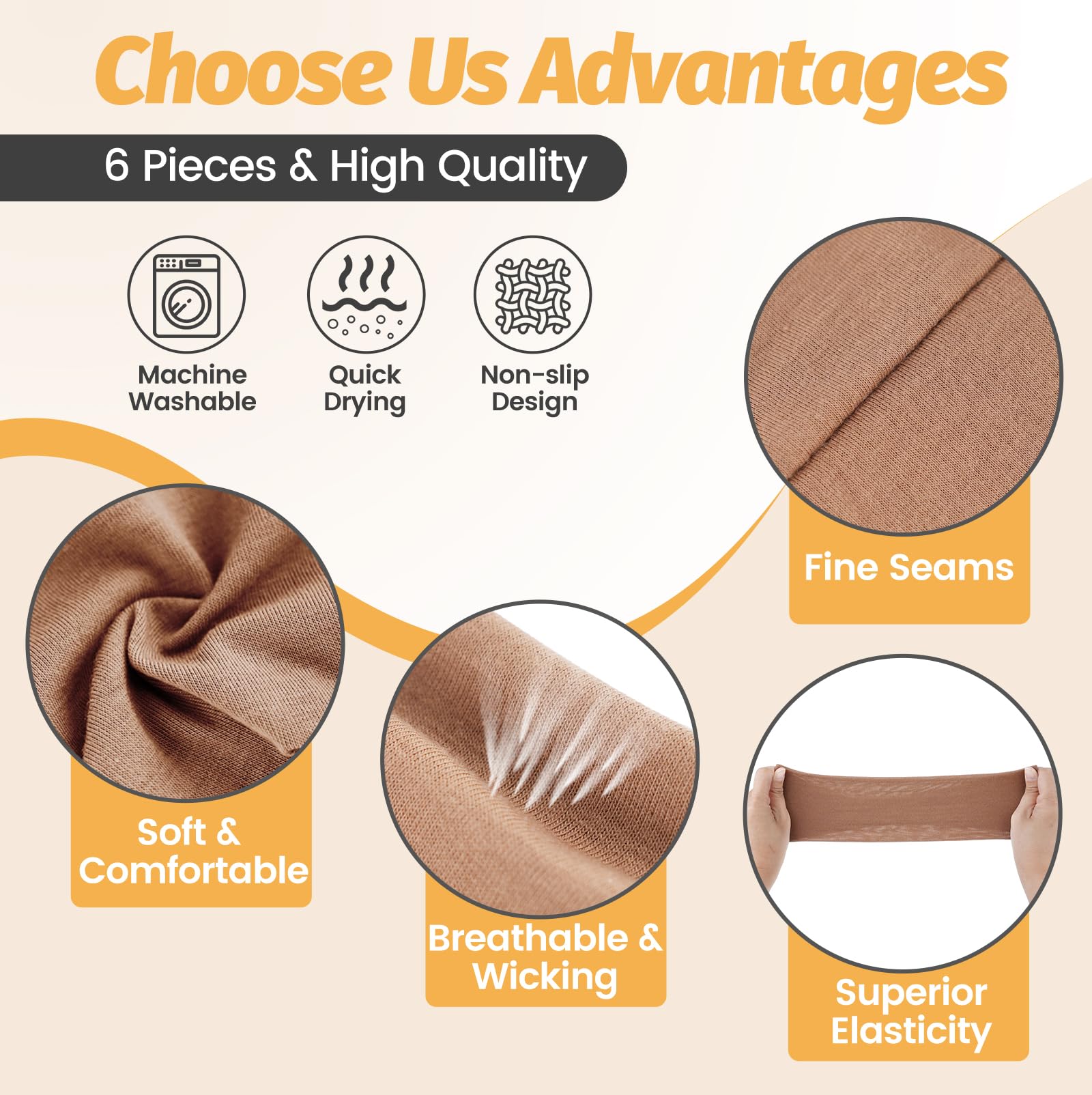 HSEM Headbands for Women - 6 Pack Wide Elastic Hair Bands | Stretchy Sweatbands Hair Bands | Soft Sports Thin Head Bands | Non-Slip Accessories Bands for Fashion, Washing Face, Workouts, Yoga, Daily Use