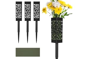 Fetanten Graves Cemetery Vases with Foam, 4 PCS Memorial Cemetery Floral Holders with Long Stake for Gravestone Grave Garden Yard Outdoor Decorations
