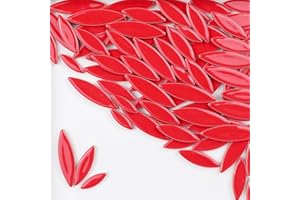 ZWCT 200g Ceramic Mosaic DIY Set Colorful Petal Ceramics Leafy Vein Mosaic Tiles Craft Materials Mosaic Art Materials - Red