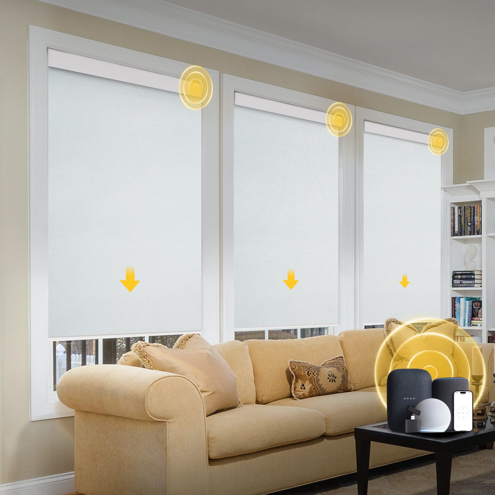 Motorized Blinds with Remote, Grasscloth Fabric