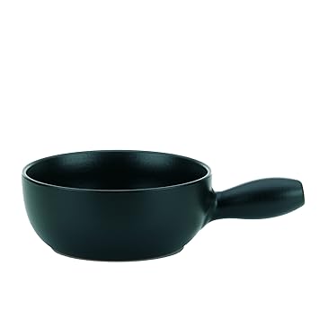 Kela 66575 Käsefondue-Pfanne, Feuerfeste Keramik, 22.5 cm Durchmesser, 2 L, Basel, Schwarz