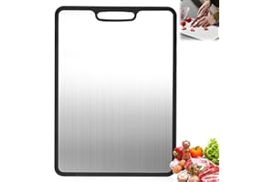 Banquiura Cutting Board - 14.1" L x 9.8" W Non-Slip Metal Chopping Board with Protective Edge Guard, Heavy Duty Double-Sided 