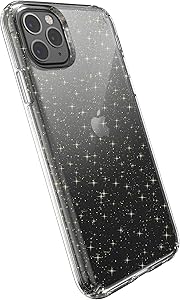 Speck iPhone 11 Pro Max Case - Presidio Clear + Glitter - Protective Ultra Thin Slim Hard Anti Scratch Cover, Clear/Gold Glitter (130027-5636)